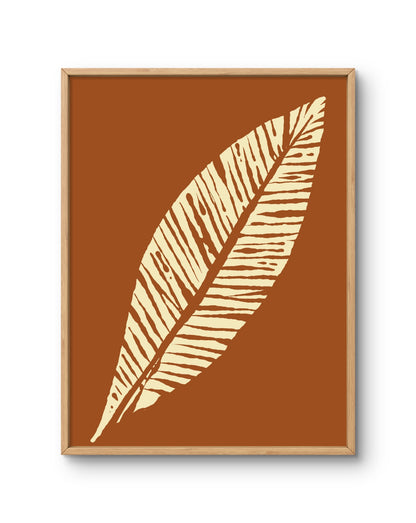 Large Cream Leaf on Brown Background