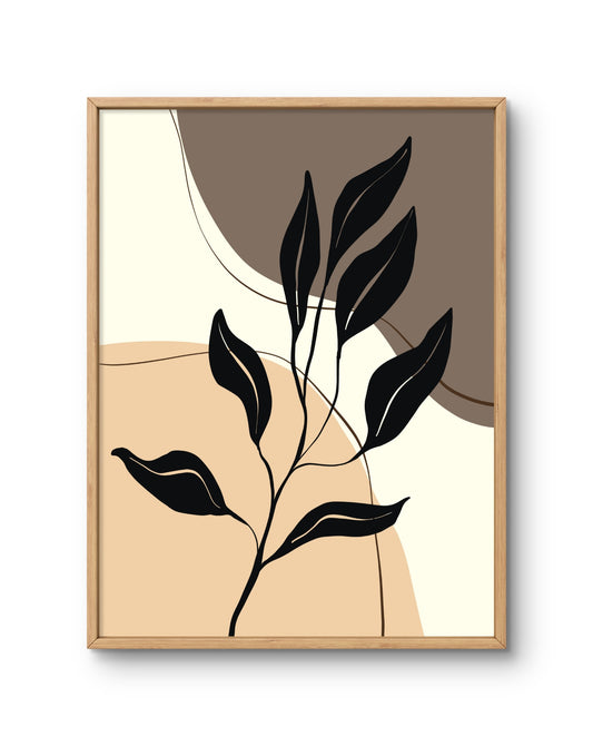 Black Botanical Silhouette on Layered Neutrals