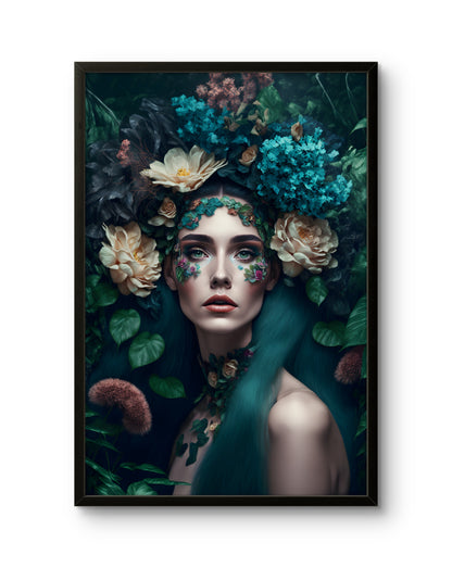 Floral Goddess Woman Portrait Nature Fantasy Art