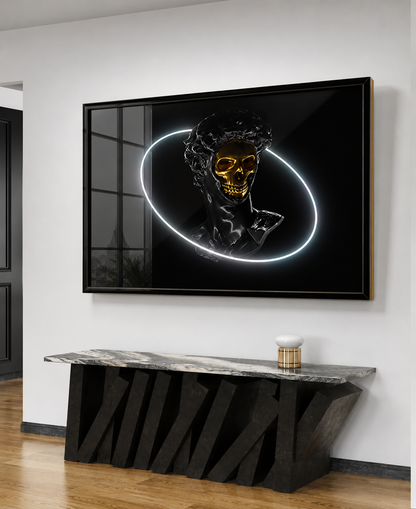 Neon Skull Statue Modern Glow Art