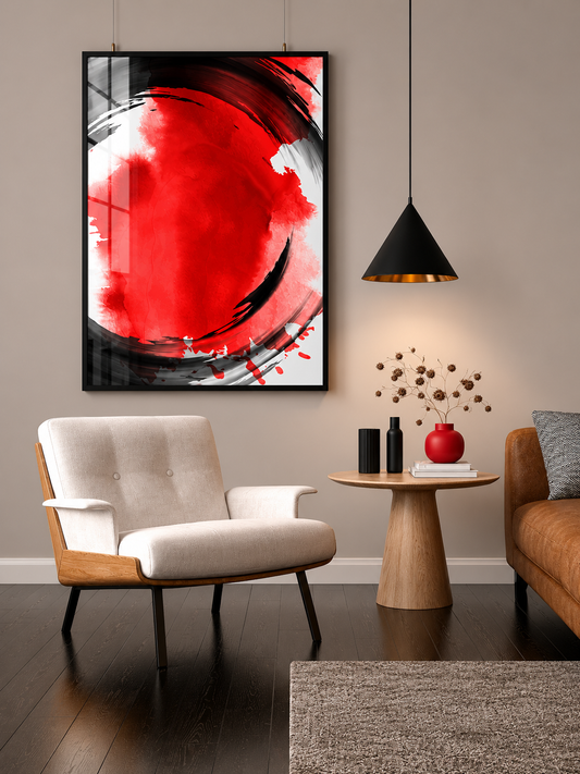 Red Circular Brush Abstract