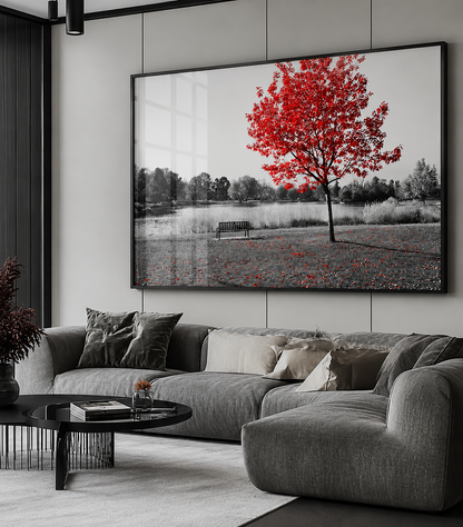 Crimson Tree by the Lake