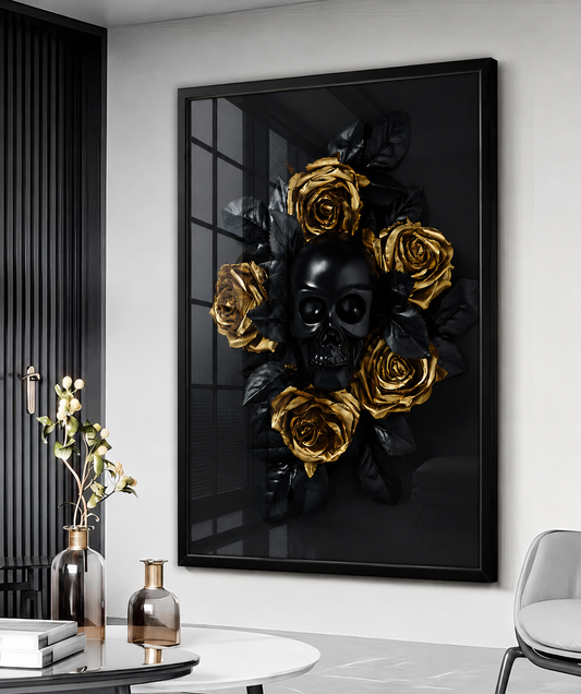 Black & Gold Skull Roses