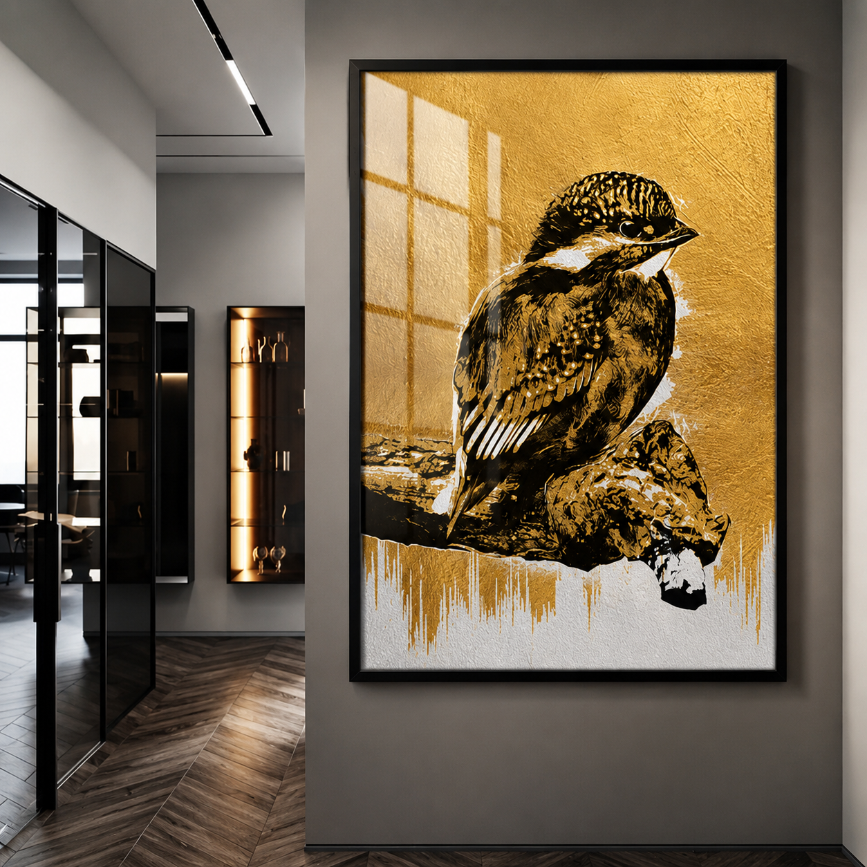 Golden Bird on Branch