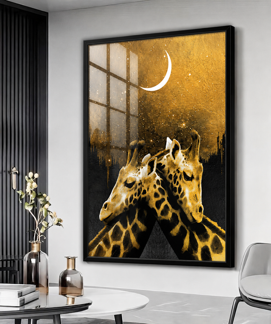 Lovers Giraffe Golden Night