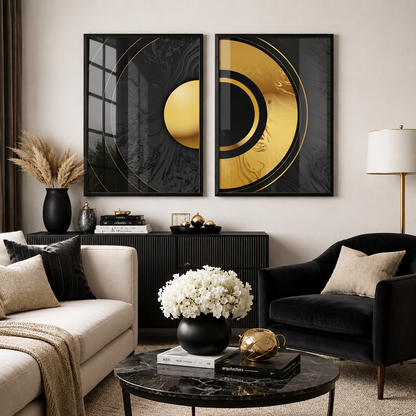 Abstract Gold Sphere (Black & Gold)