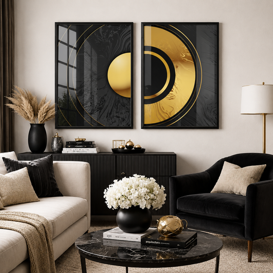 Abstract Gold Sphere (Black & Gold)