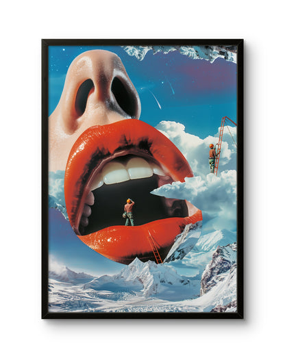 Giant Lips in the Clouds Poster
