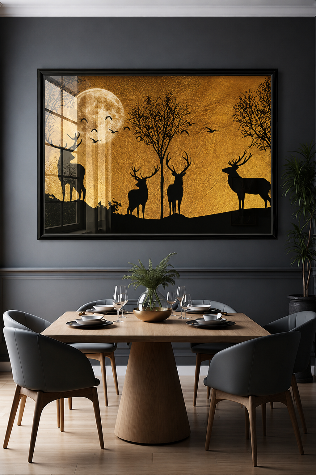Moonlit Silhouettes Golden Forest