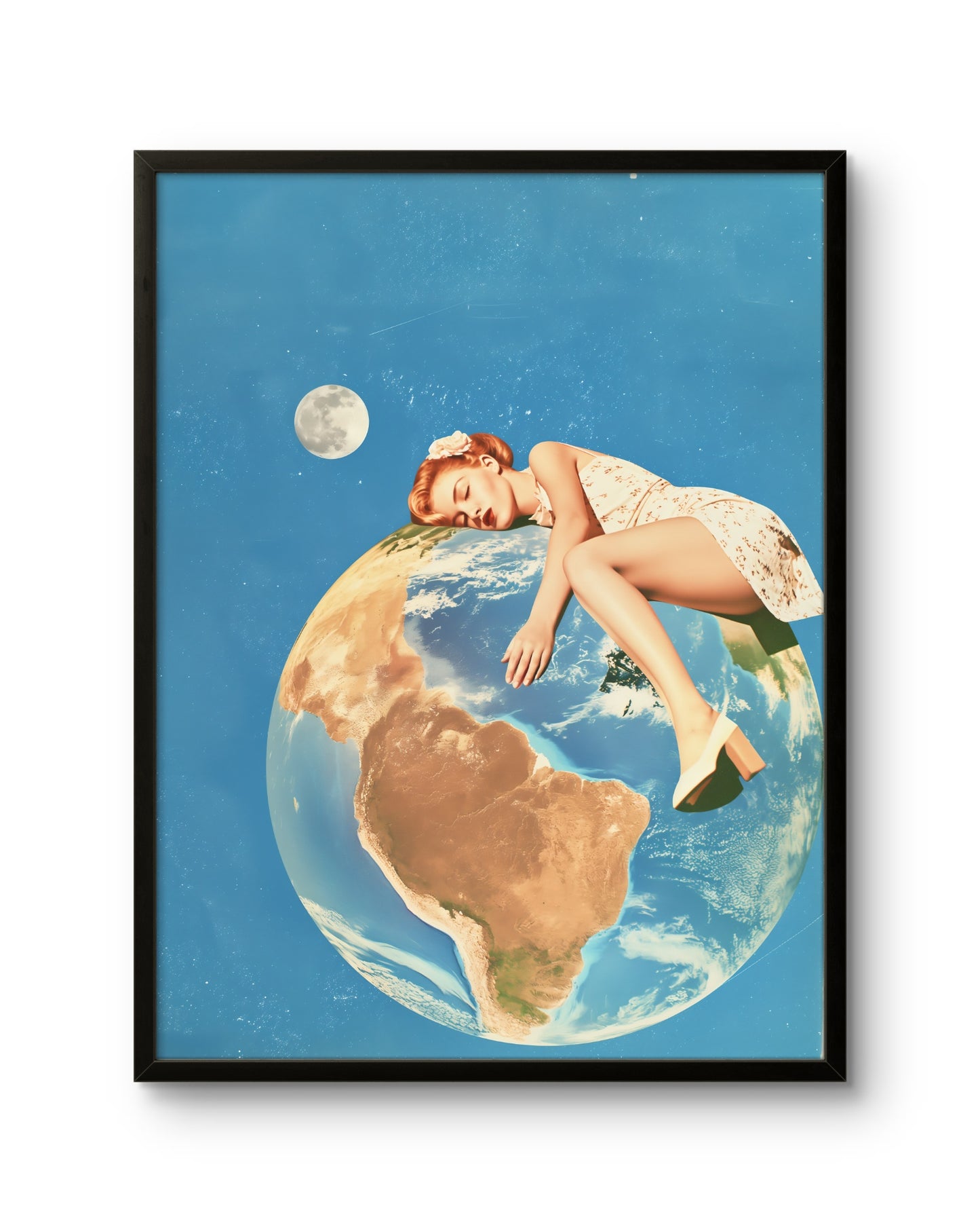 Girl Sleeping on Earth Poster