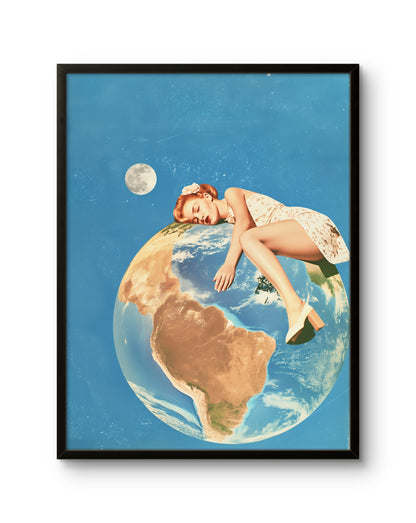 Girl Sleeping on Earth Poster
