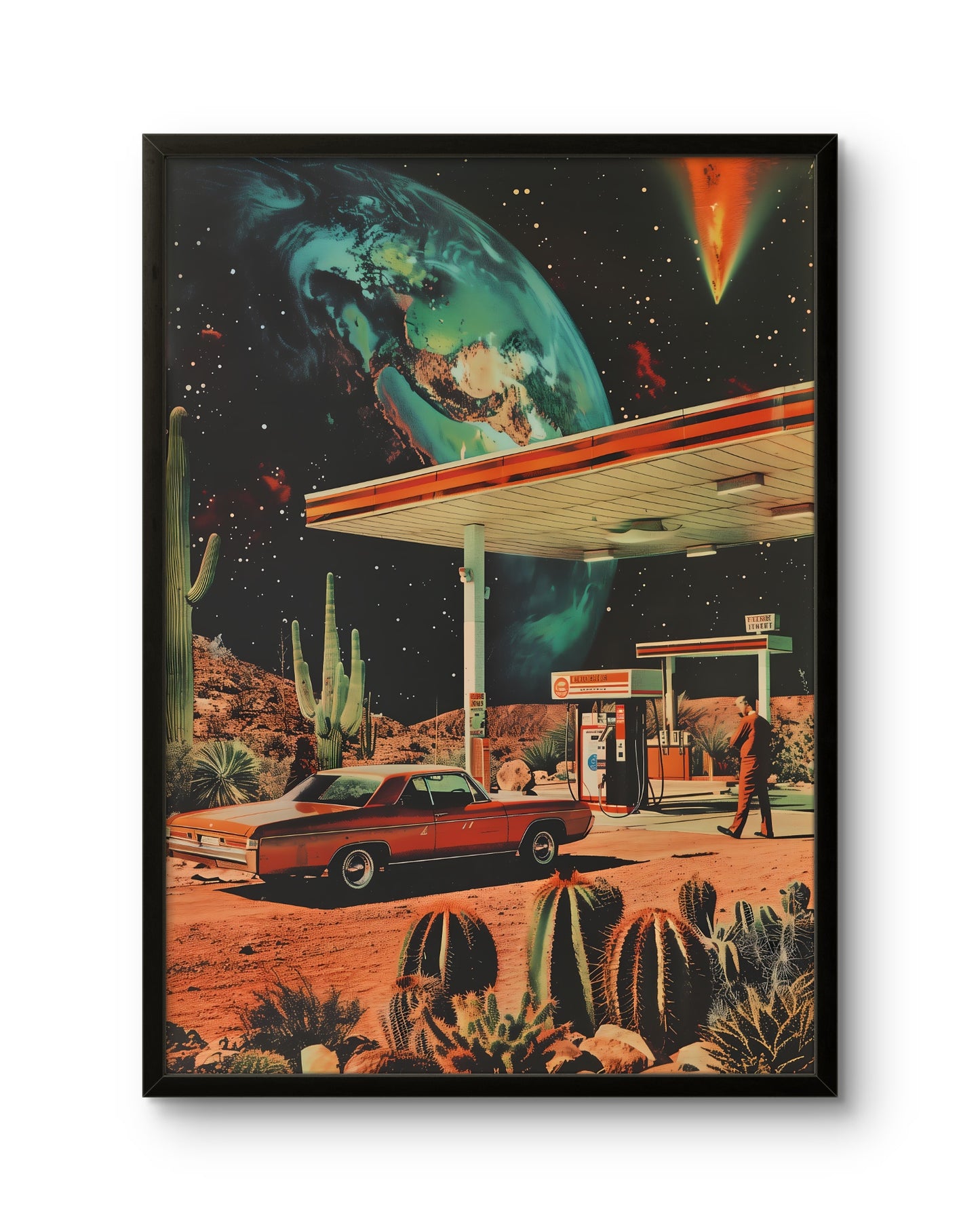 Cosmic Gas Station Desert Poster
