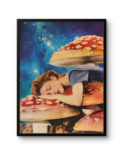 Sleeping Woman on Mushrooms Poster