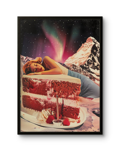 Sleeping Woman on Cake Poster