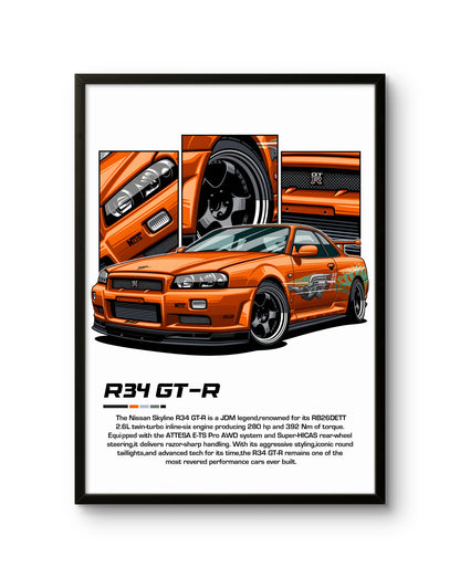 Nissan Skyline R34 GT-R Orange Street Legend